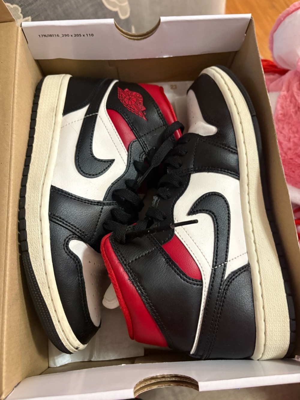 Nike Air Jordan 1 Mid - Black, White & Red - Picture 2 of 2